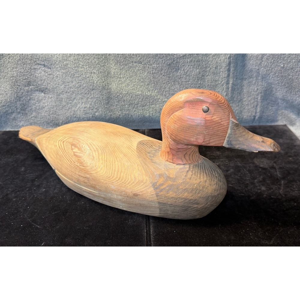 Vintage Hand Carved Wooden Duck Decoy Rustic Cabin Decor 16 Inch